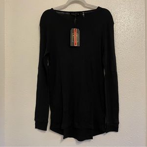 Balmain x H&M Men’s Ribbed Long Sleeve Tee, New with Tags, Black Designer Shirt